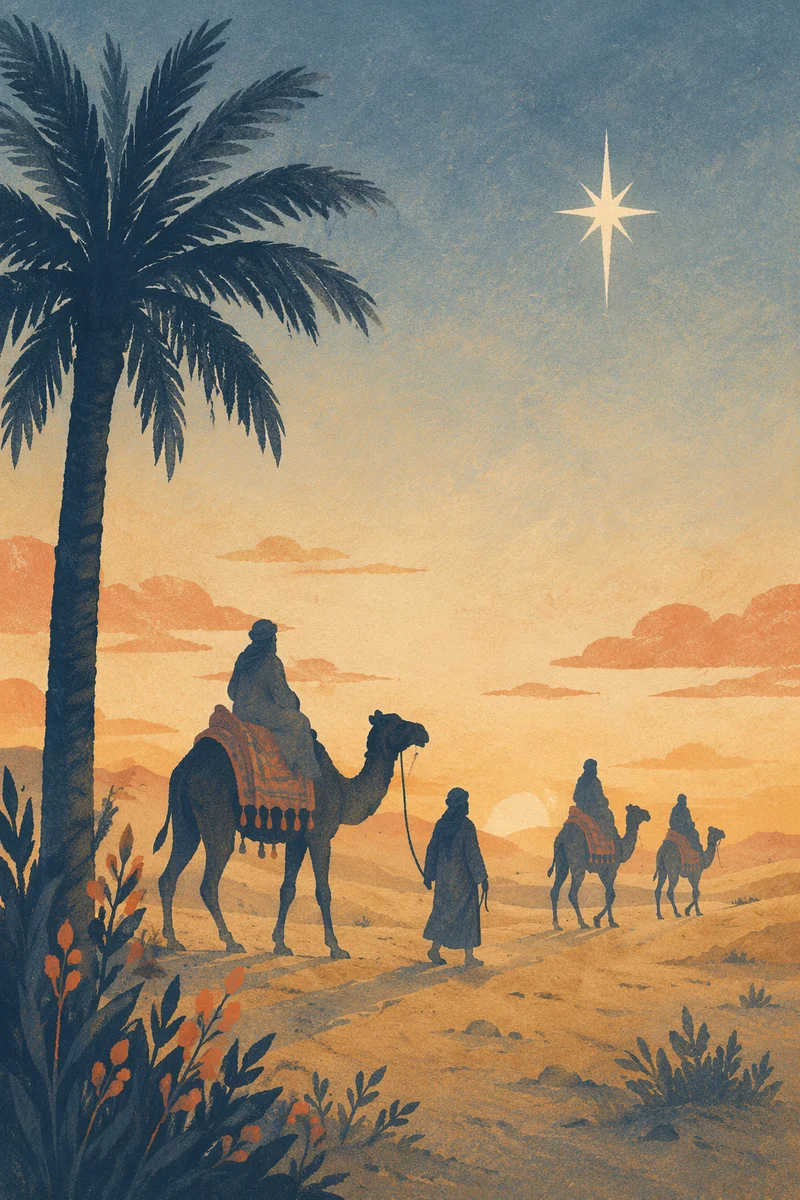 Wise Men Caravan Under Advent Star