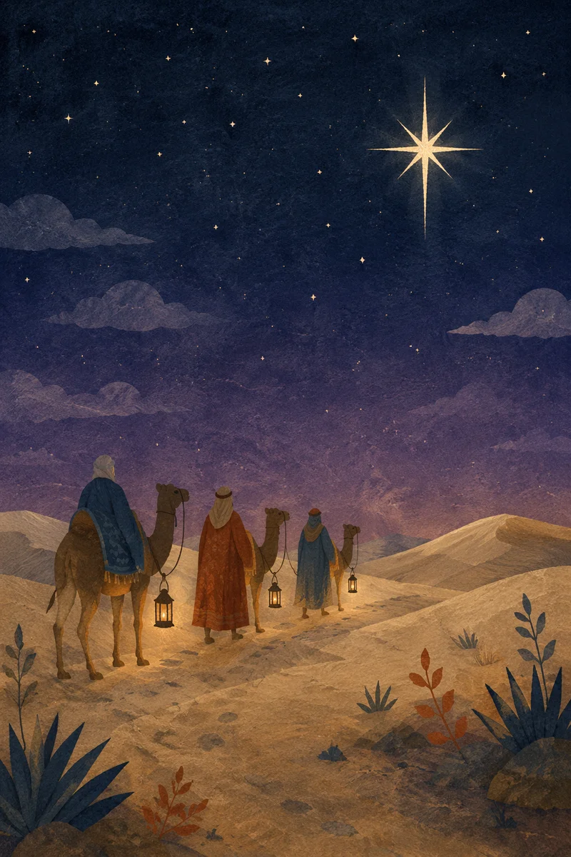 Wise Men Journey Beneath the Advent Star
