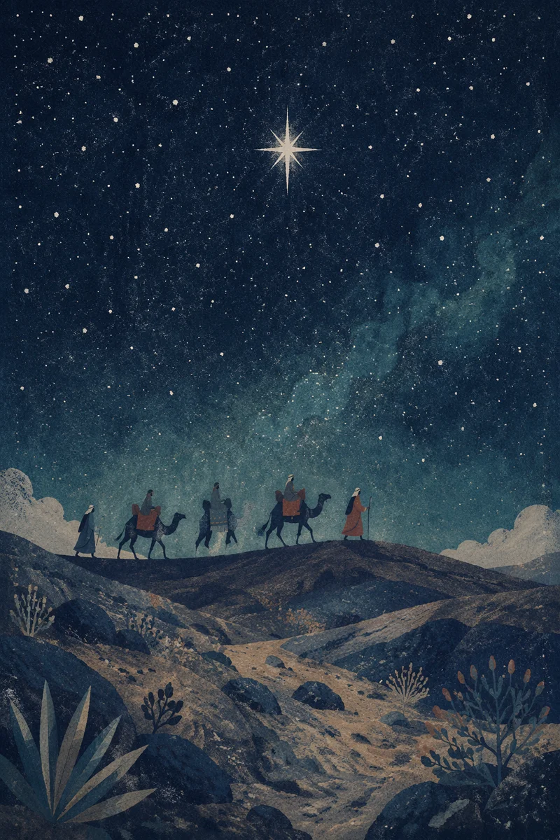 Wise Men Caravan Beneath Guiding Star