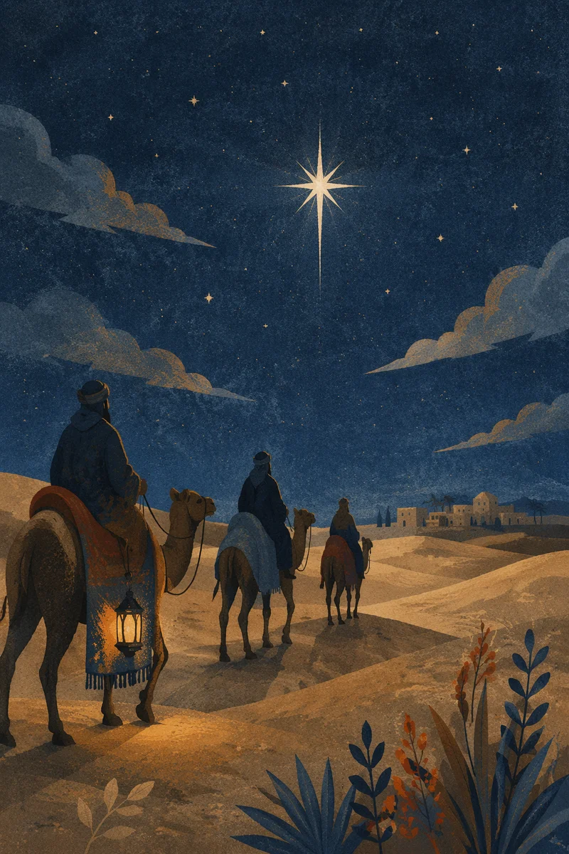 Wise Men Caravan Under Christmas Star