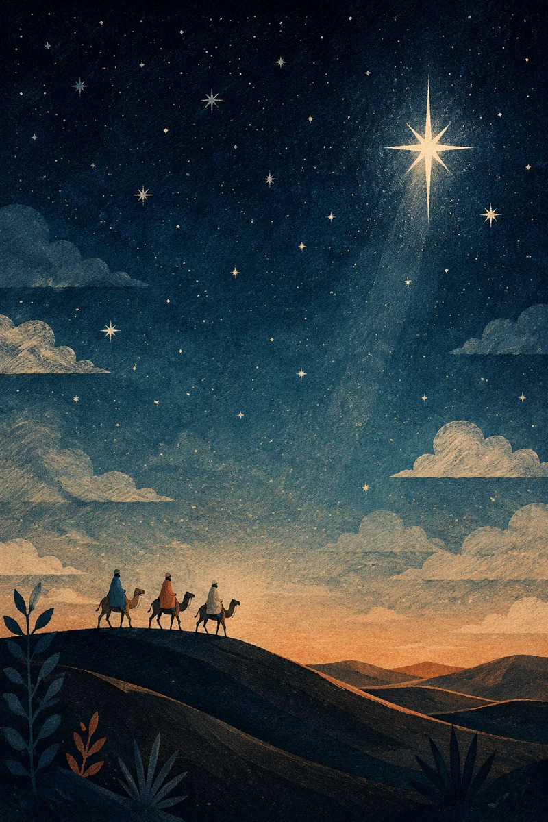 Wise Men Journey Beneath Guiding Star