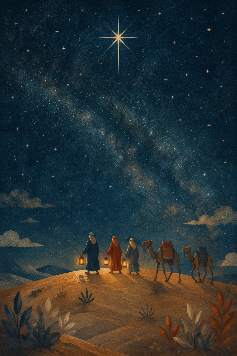 Wise Men Journey Under Guiding Star