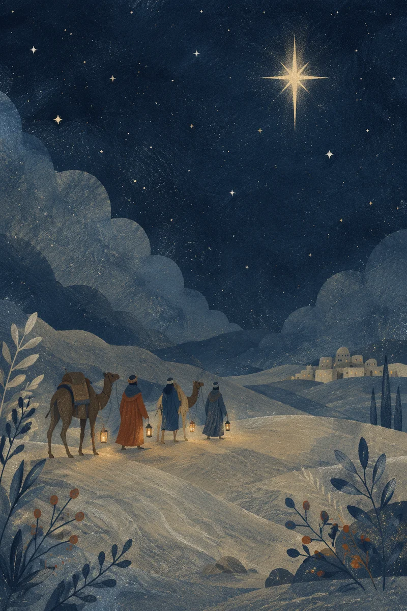 Wise Men Journey Beneath Guiding Star