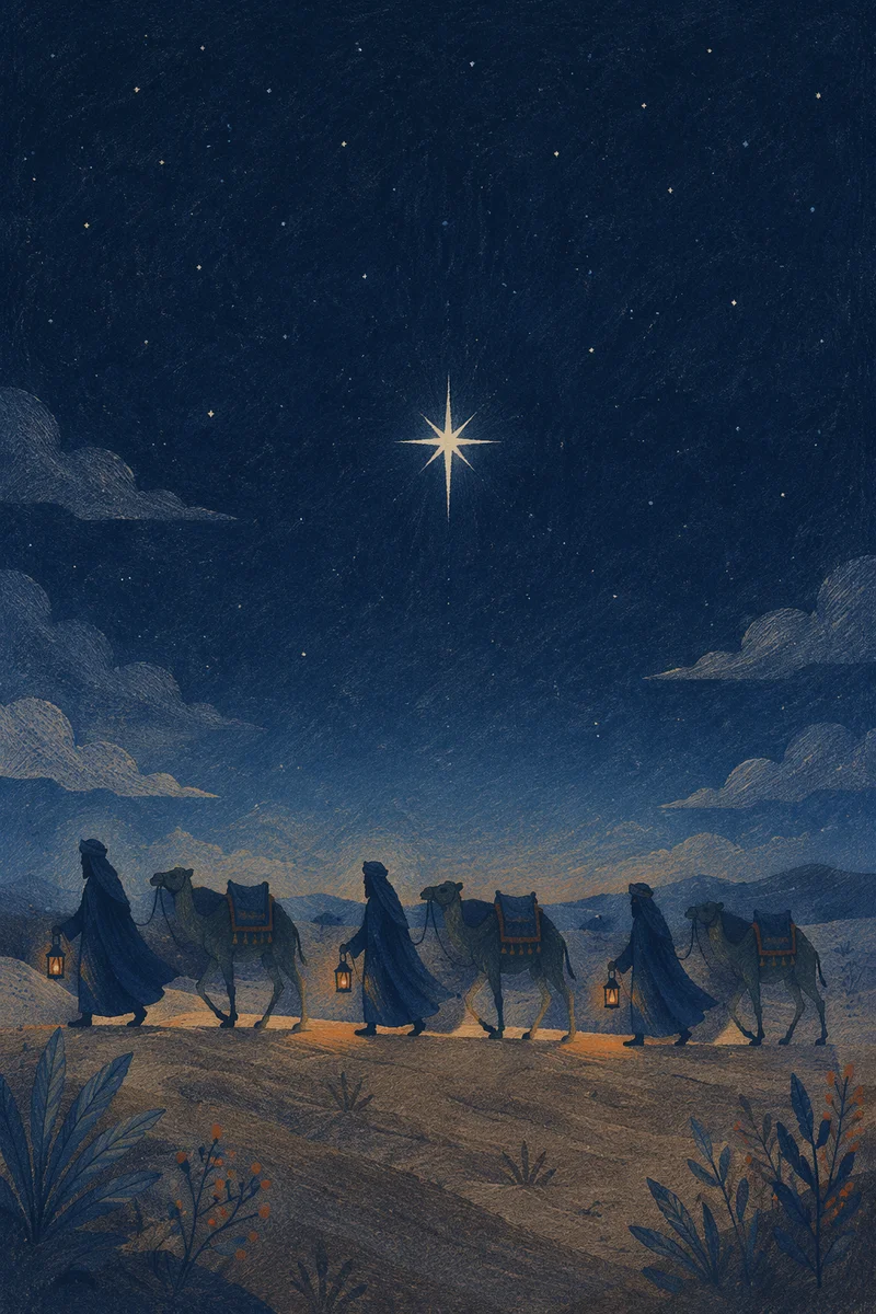 Wise Men Journey Beneath Advent Star