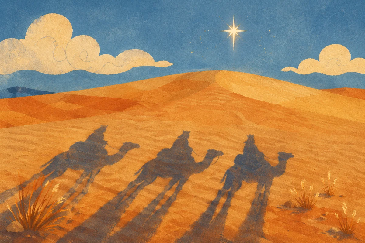 Wise Men Shadows Beneath Guiding Star