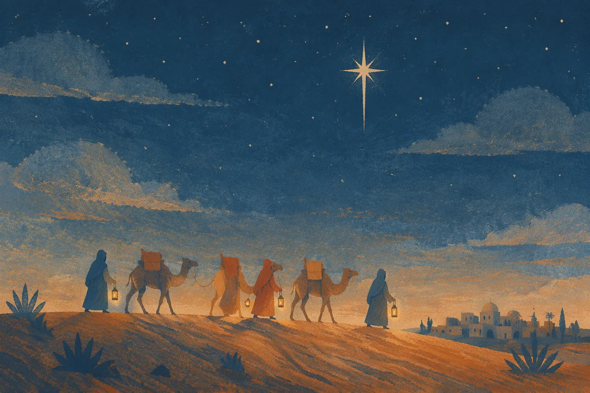 Wise Men Caravan Beneath Bethlehem Star