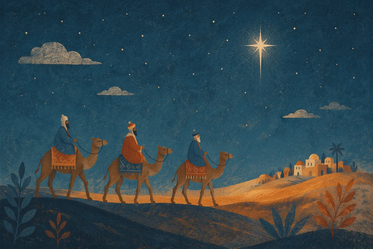 Wise Men Caravan Under Desert Star