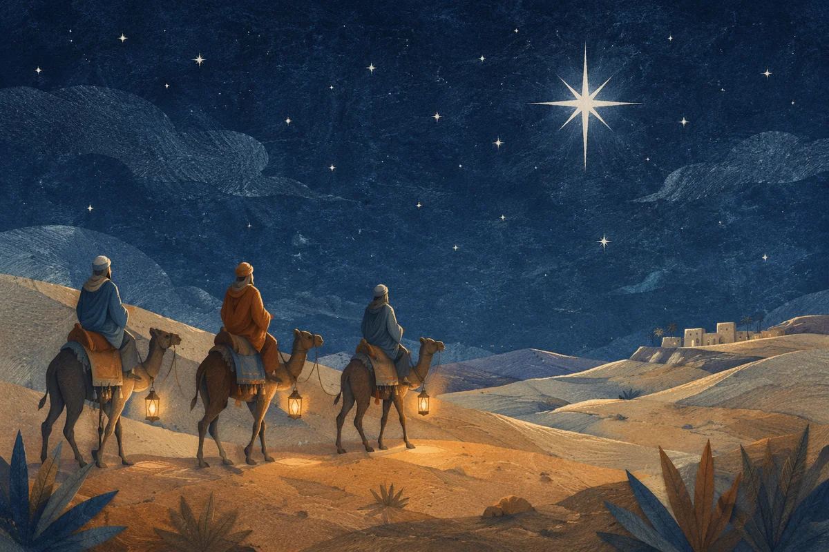 Wise Men Journey Beneath Bethlehem Star