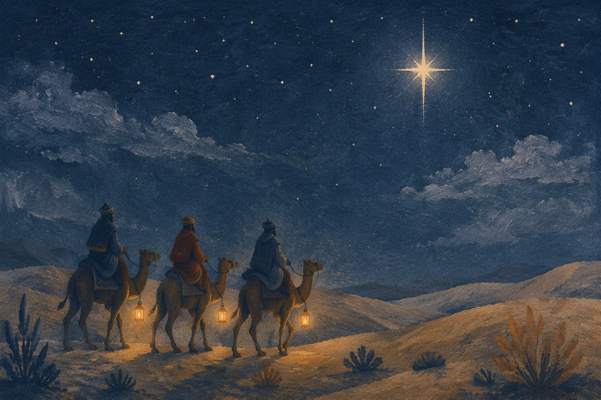 Wise Men Journey Under Desert Star
