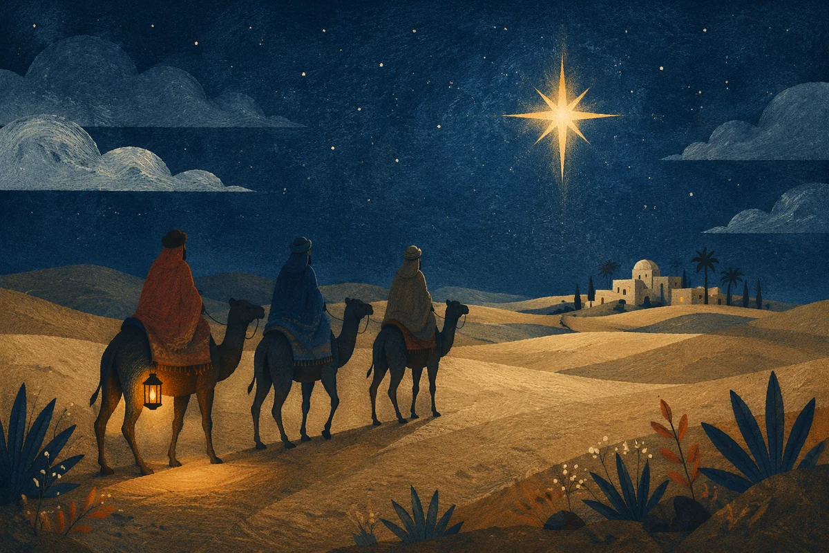 Wise Men Caravan Beneath Christmas Star