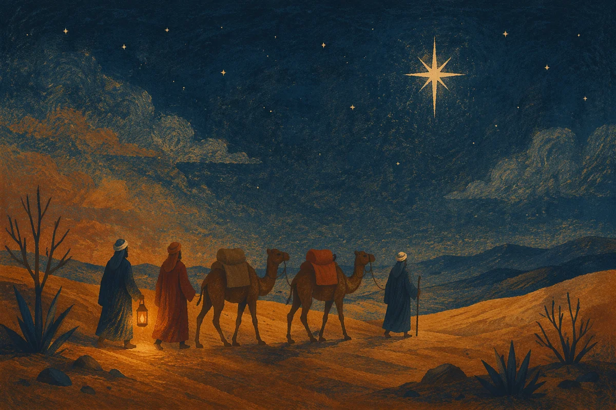 Wise Men Journey Beneath Desert Star