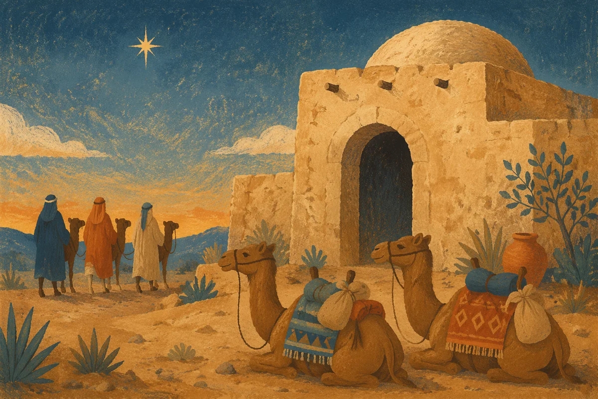 Wise Men Journey Under Bethlehem Star