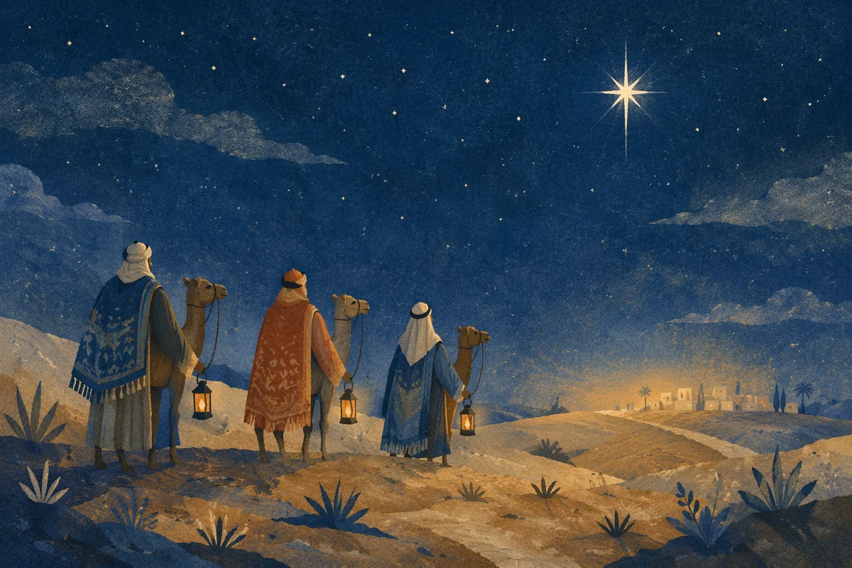 Wise Men Journey Beneath Bethlehem Star