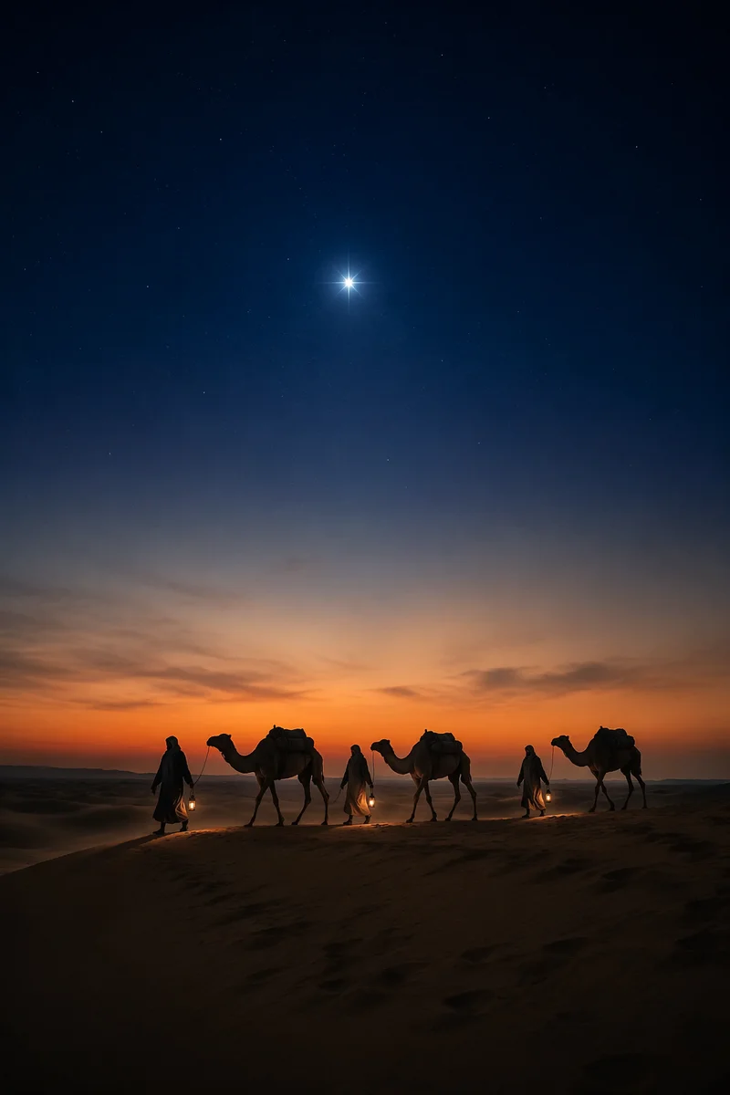 Wise Men Caravan Beneath Christmas Star