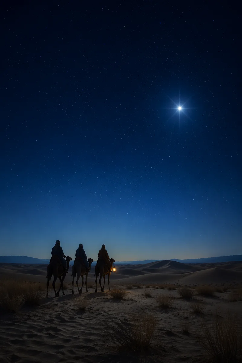 Wise Men Caravan Beneath Christmas Star