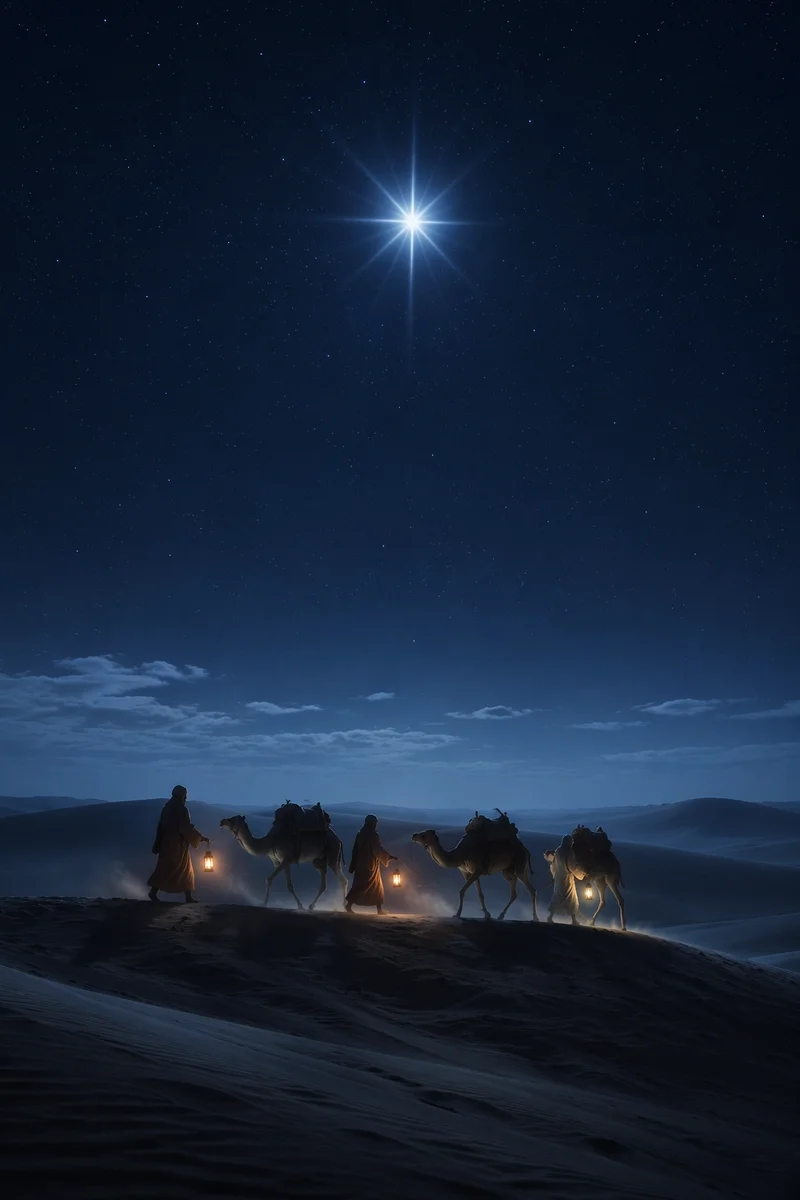 Wise Men Journey Beneath Guiding Star