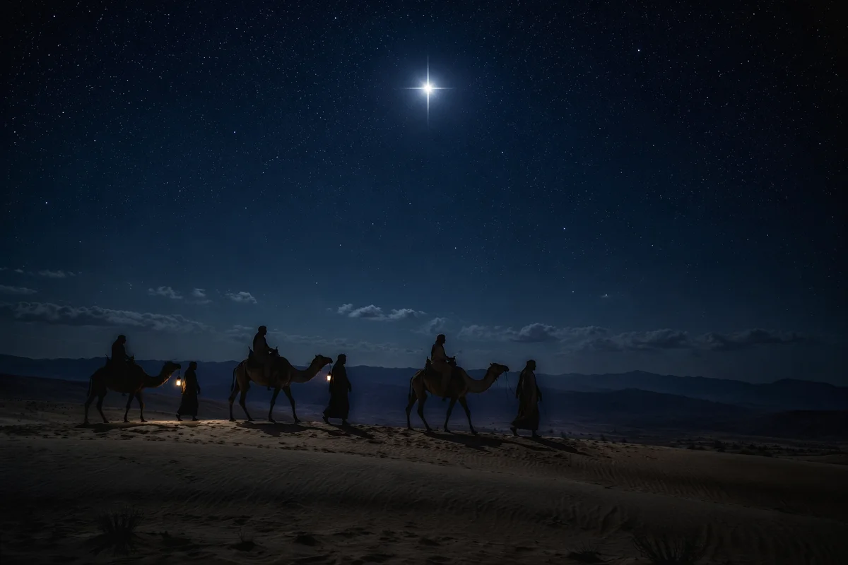 Wise Men Caravan Under Bethlehem Star
