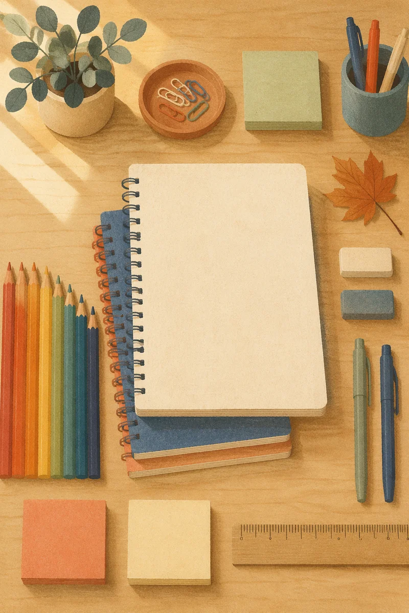 Organized Back to School Supplies Flat Lay