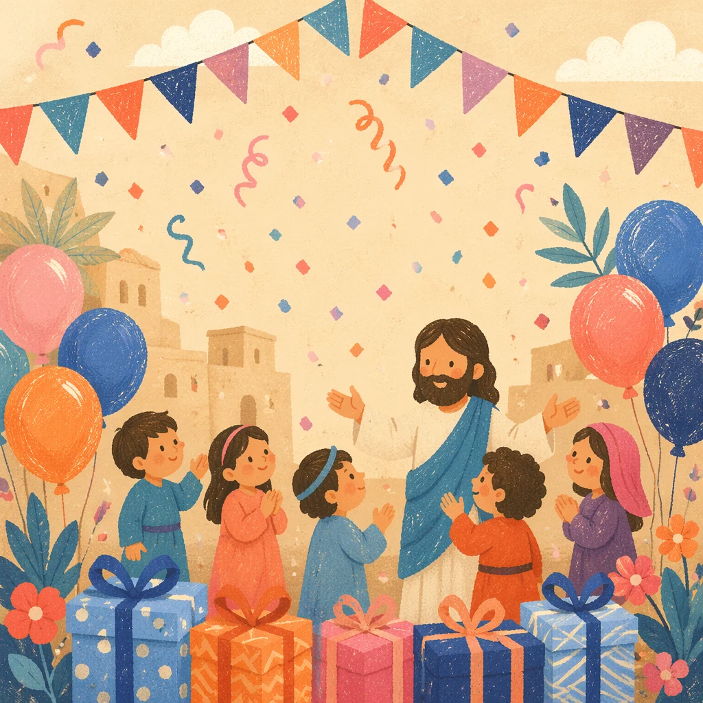 Festive Birthday Balloons and Confetti Backdrop