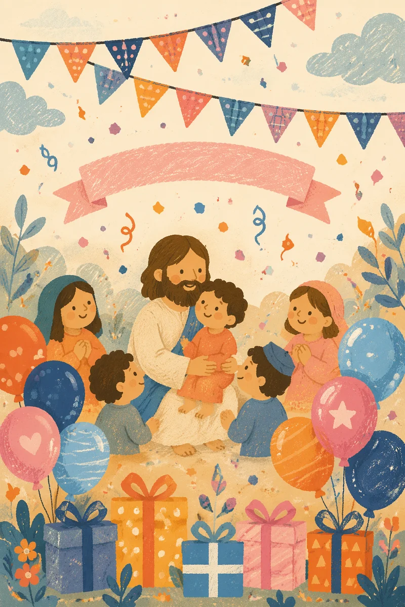 Festive Birthday Balloons and Bunting Backdrop