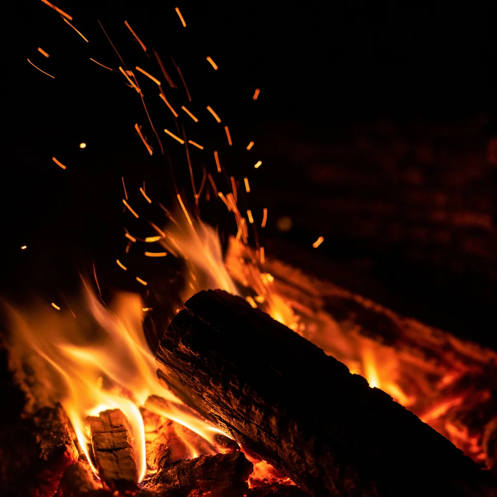 Cozy Autumn Bonfire Flames at Night