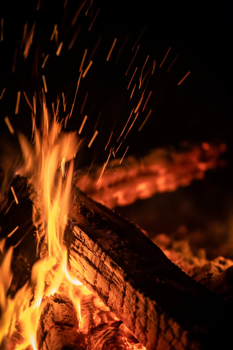 Cozy Autumn Bonfire Flames at Night