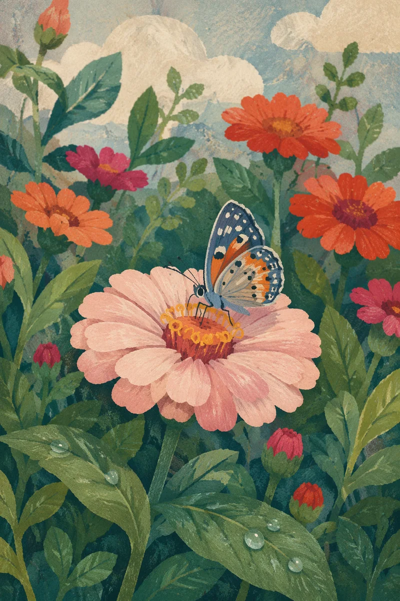 Spring Butterfly on Blush Pink Bloom
