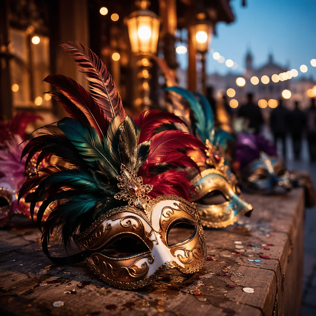 Elegant Carnival Masks at Dusk