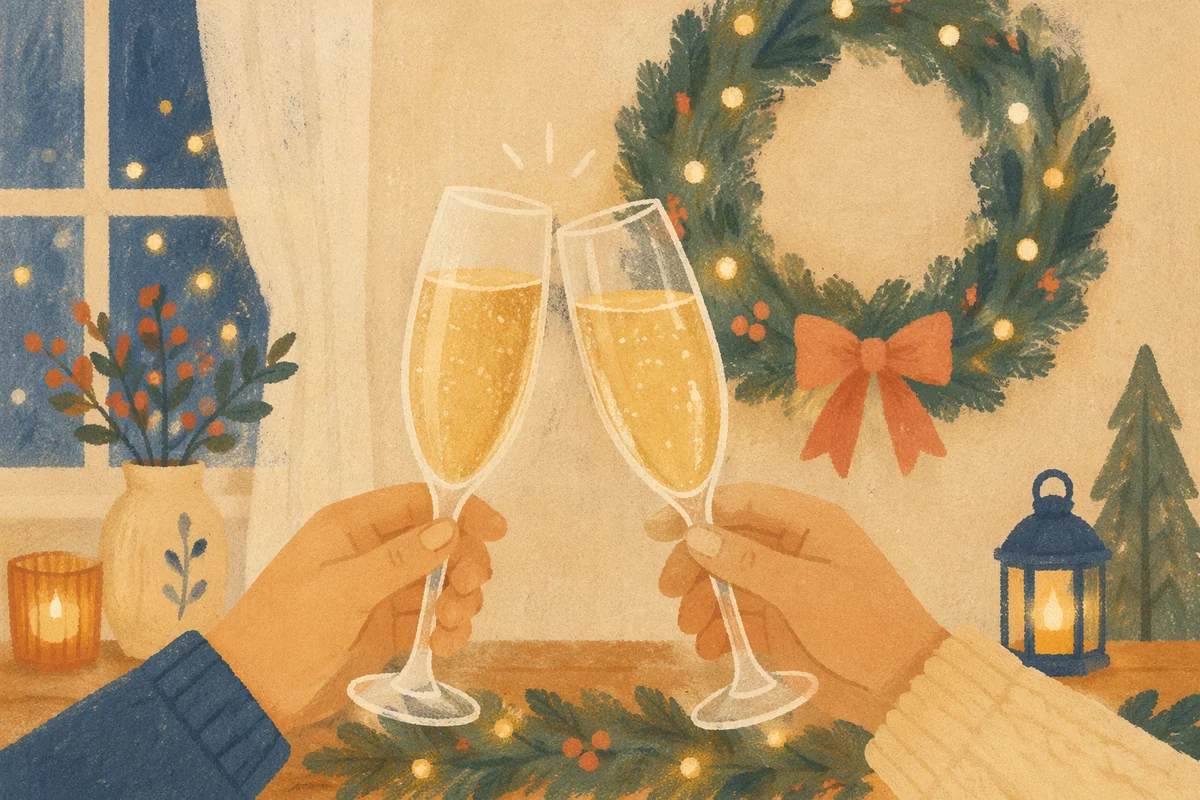 Elegant New Year Champagne Toast Close-Up