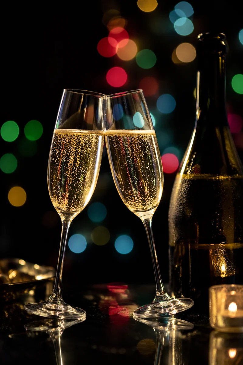 Elegant New Year Champagne Toast Close-Up
