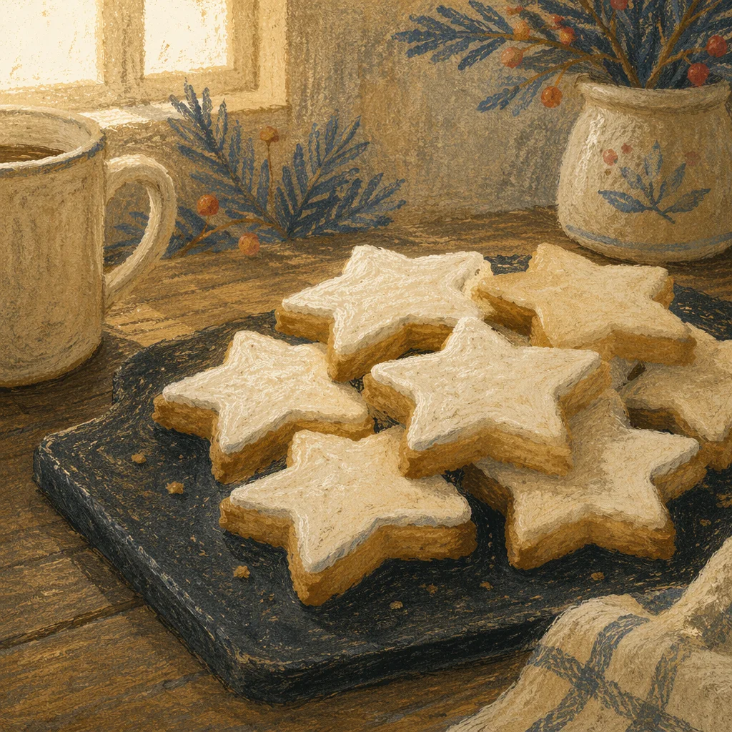 Star Christmas Cookies on Rustic Tray