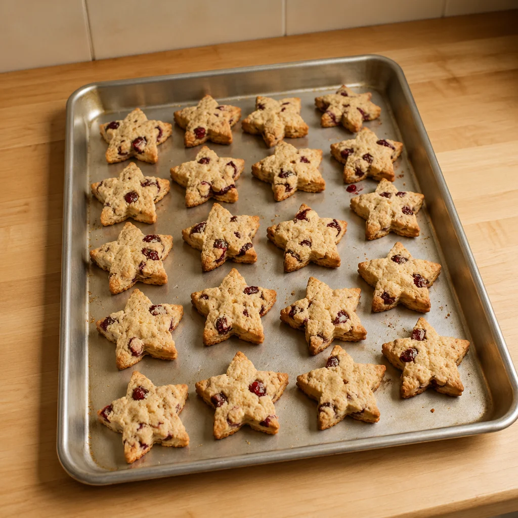 Star Christmas Cookies on Rustic Baking Tray
