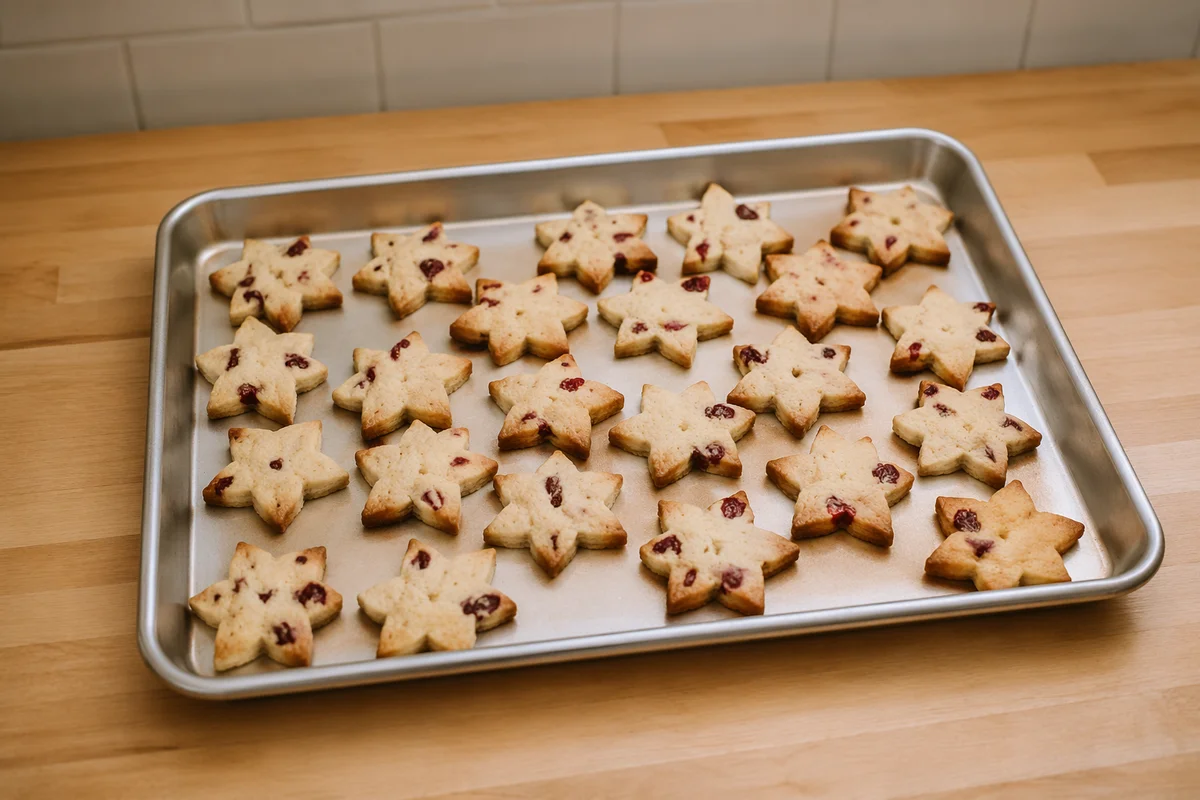 Star Shaped Christmas Cookies on Baking Tray