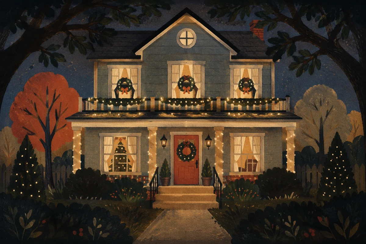 Warm Christmas Home with Tree Lights