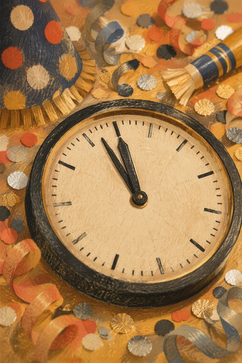 Midnight Countdown Clock with Festive Confetti