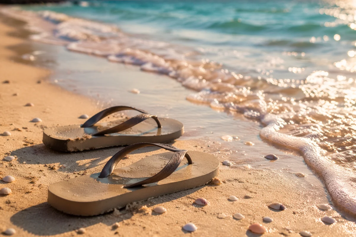 Summer Flip Flops by Ocean Waves