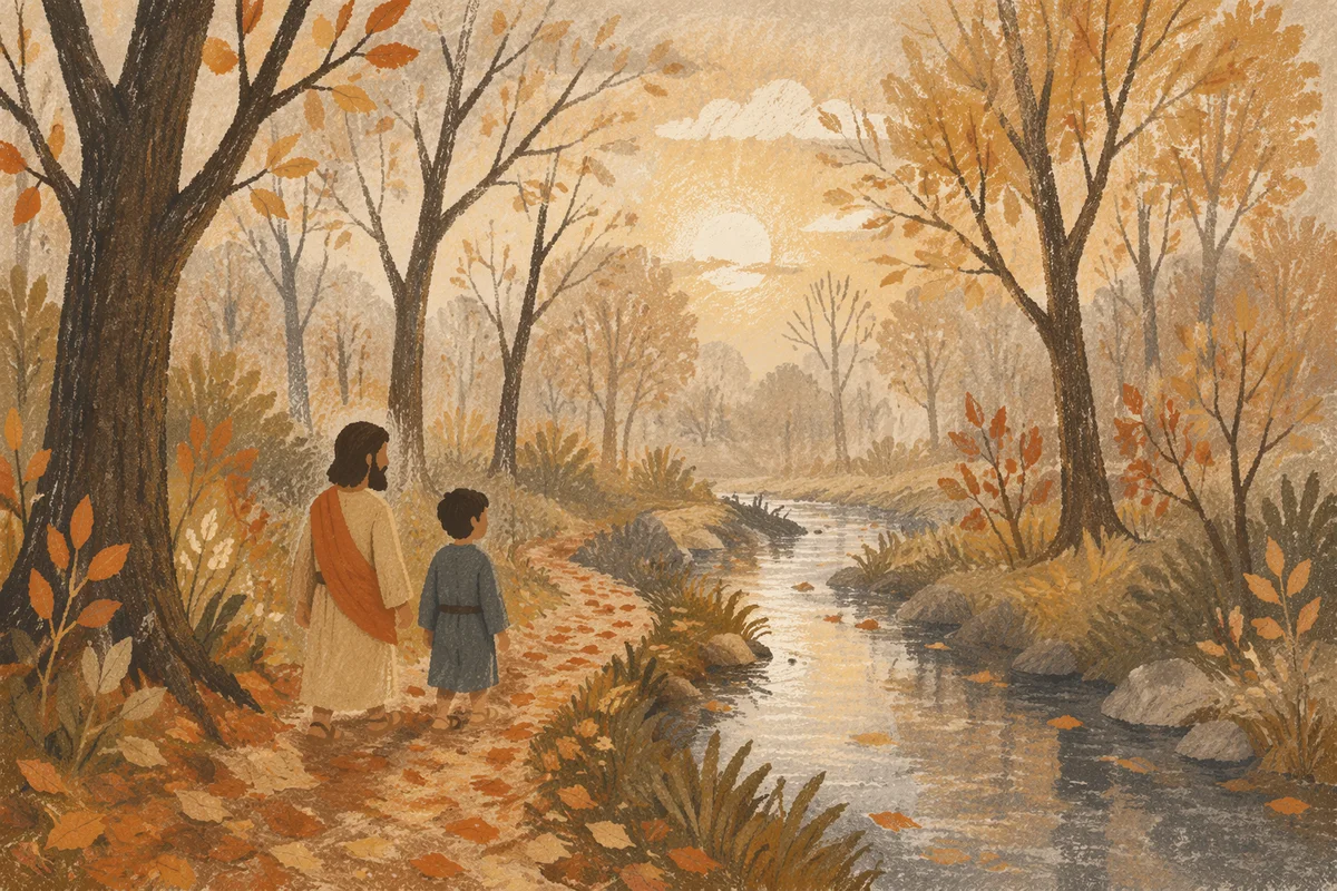 Foggy Autumn Path Beneath Golden Trees