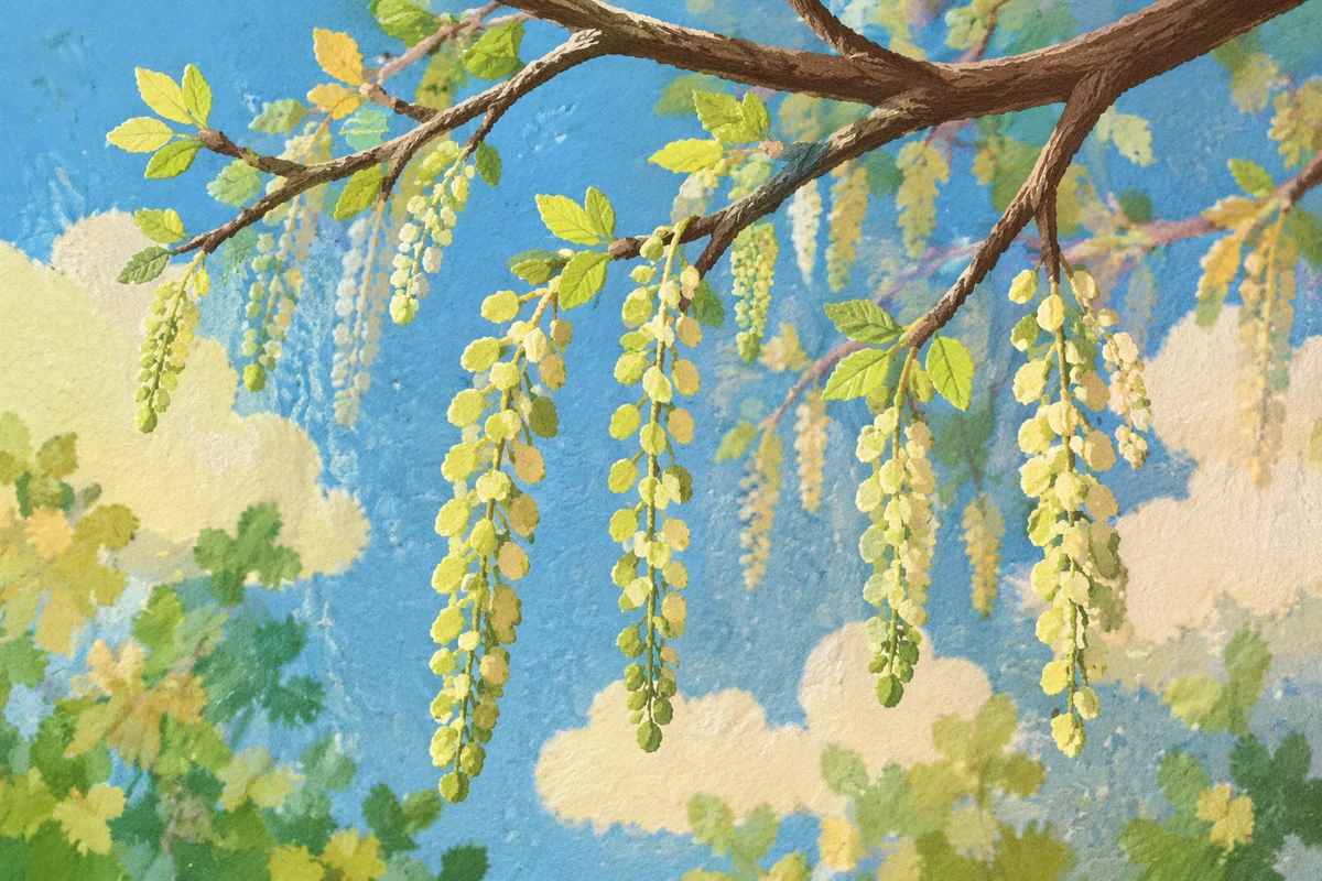 Fresh Spring Budding Leaves on Branches