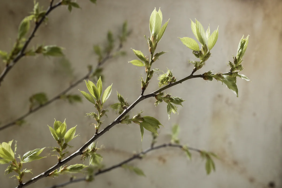 Fresh Spring Leaves Budding on Branches