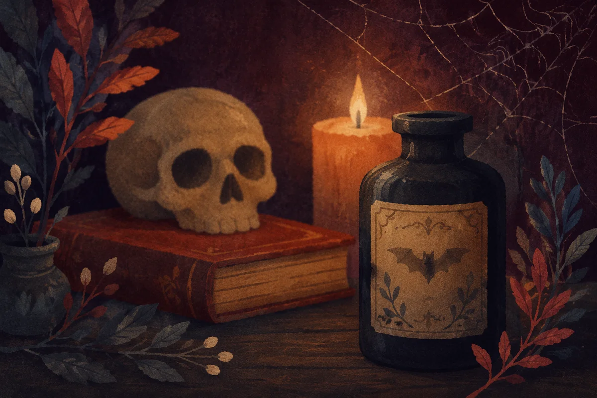 Elegant Halloween Candle and Spiderweb Corner