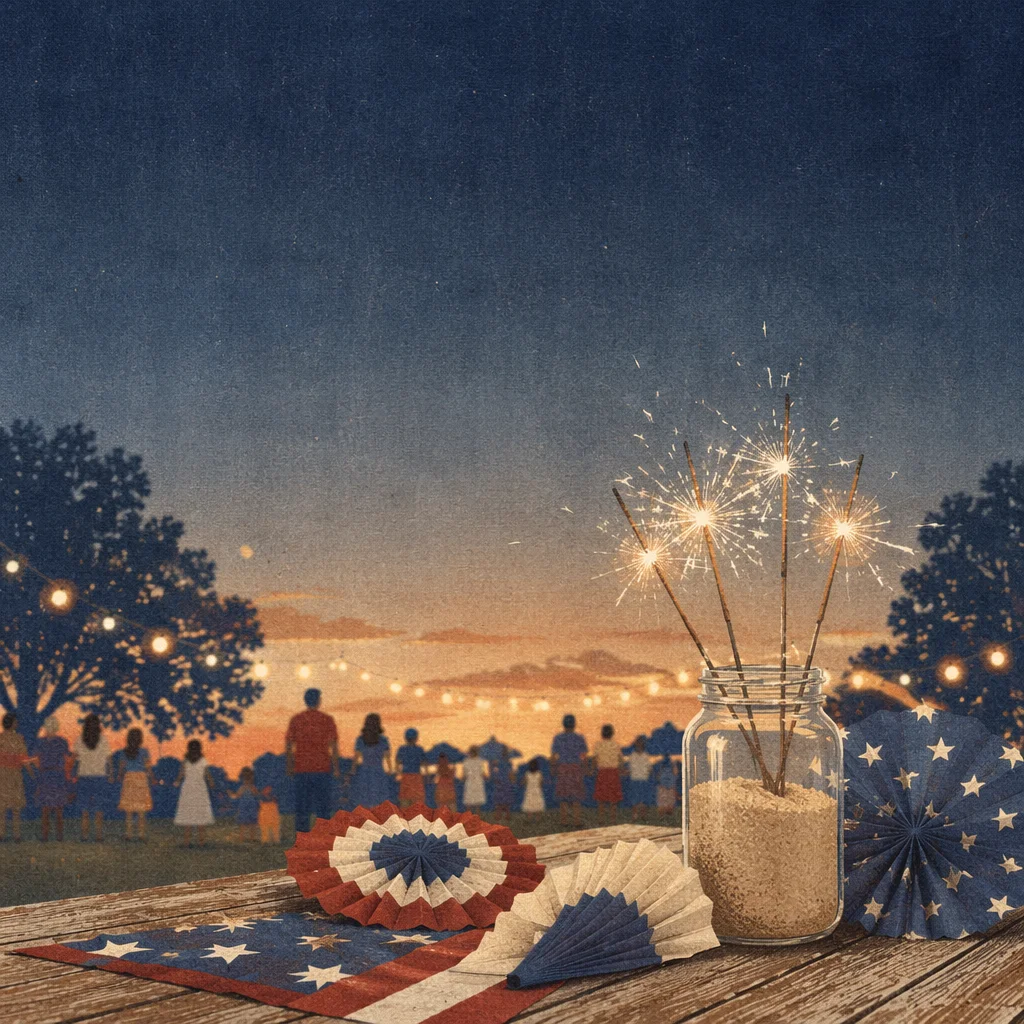 Independence Day Sparklers in Rustic Twilight