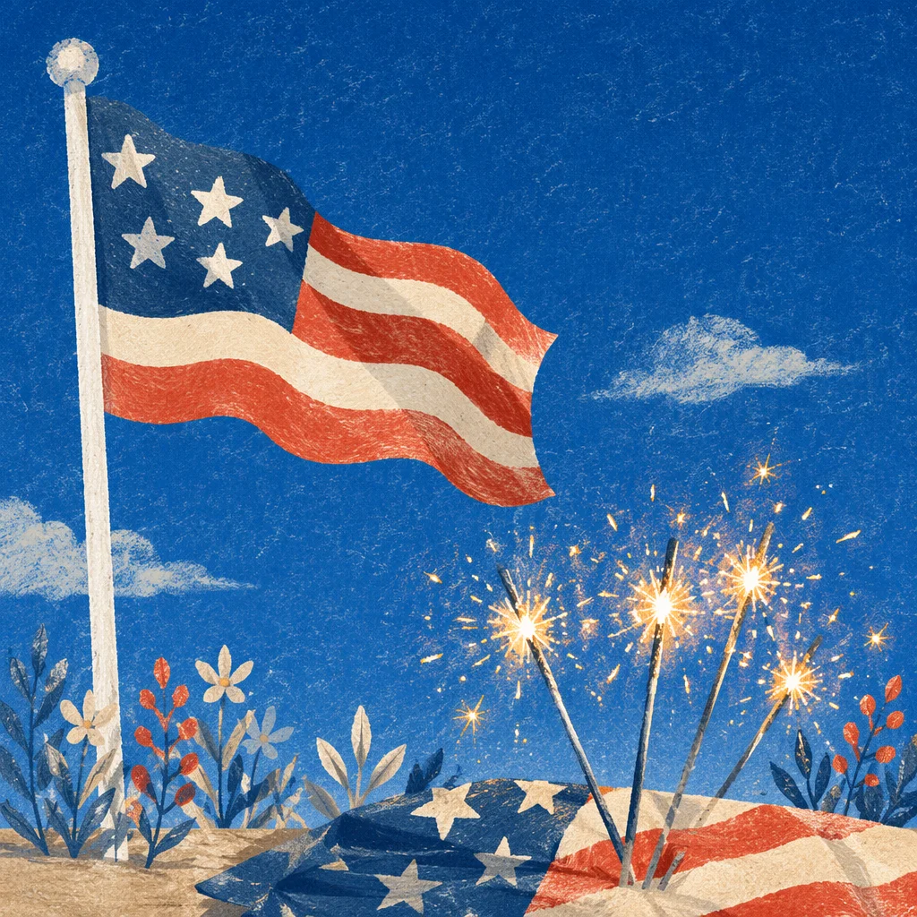 Independence Day Sparklers and Patriotic Sky