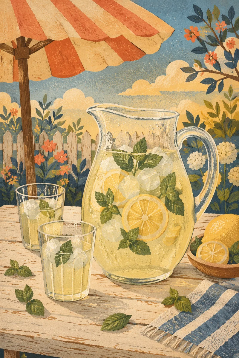 Refreshing Lemonade Pitcher with Mint and Ice