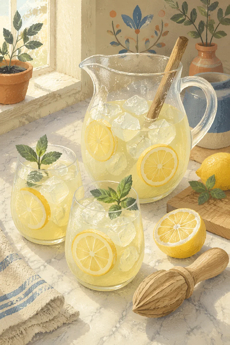 Refreshing Summer Lemonade Pitcher and Glasses