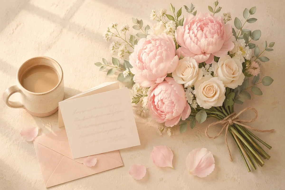 Mothers Day Flowers and Card Table Scene