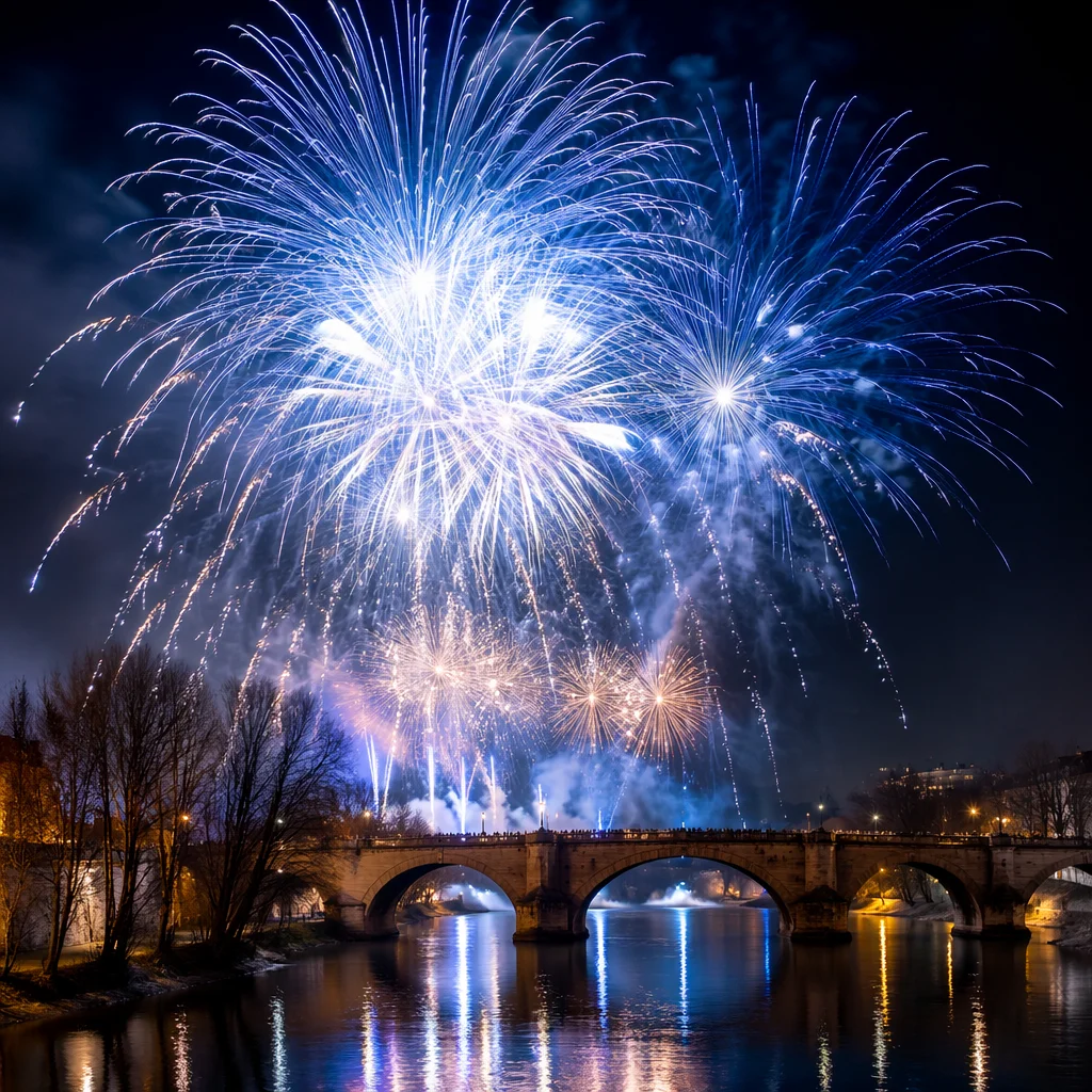 New Year Fireworks Over River City