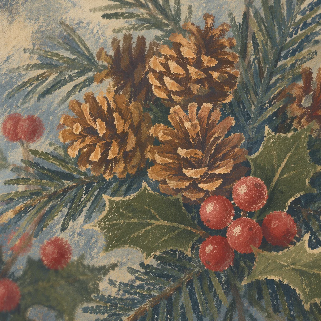 Rustic Pine Cone and Holly Winter Arrangement