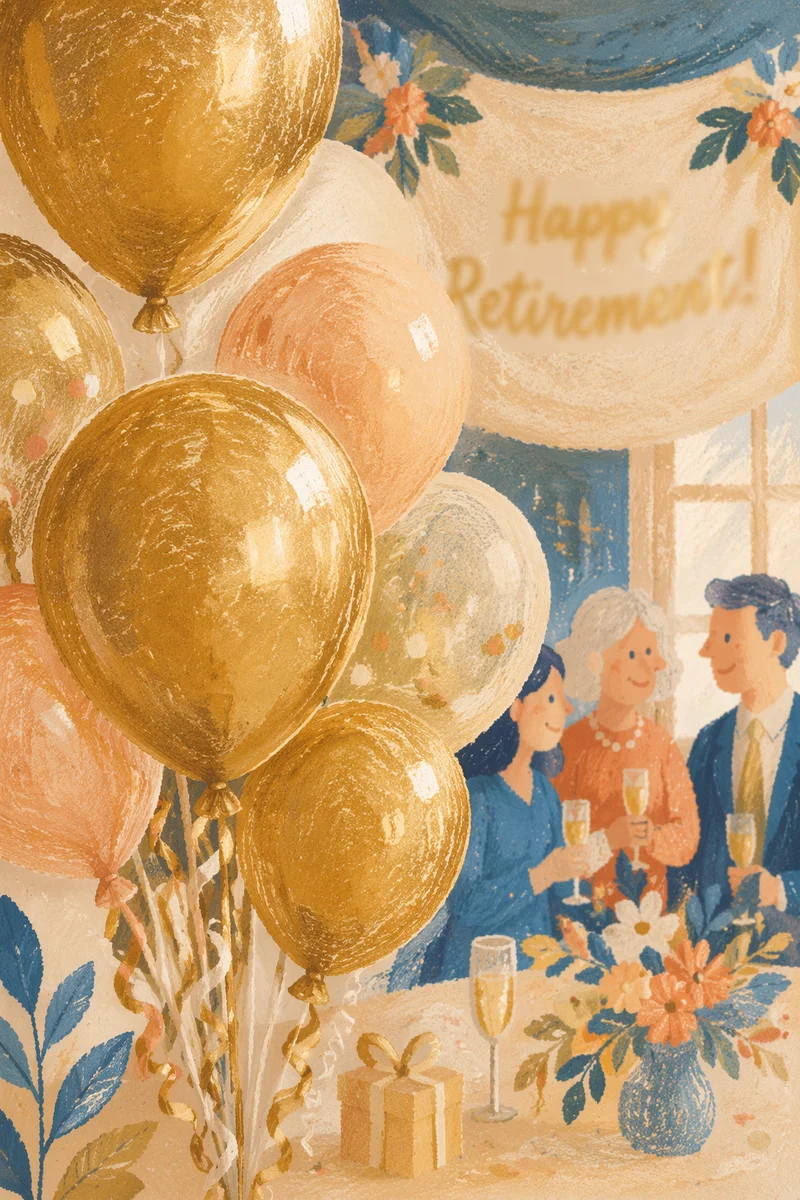 Elegant Retirement Celebration Gold Balloon Display