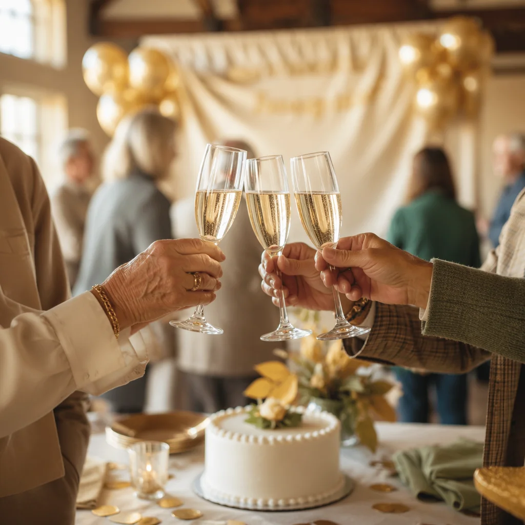Elegant Retirement Celebration with Gold Balloons