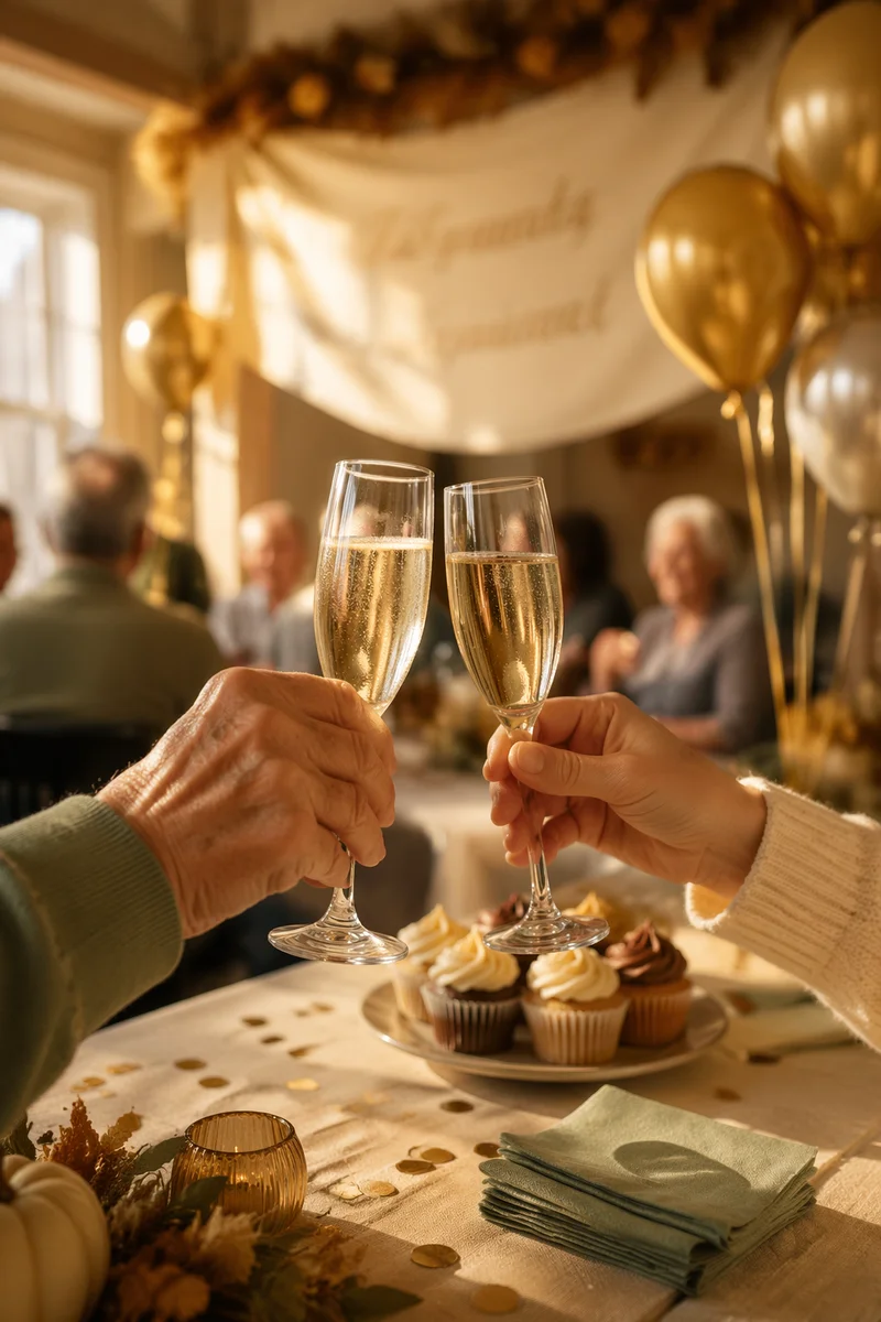 Warm Retirement Celebration with Gold Balloons
